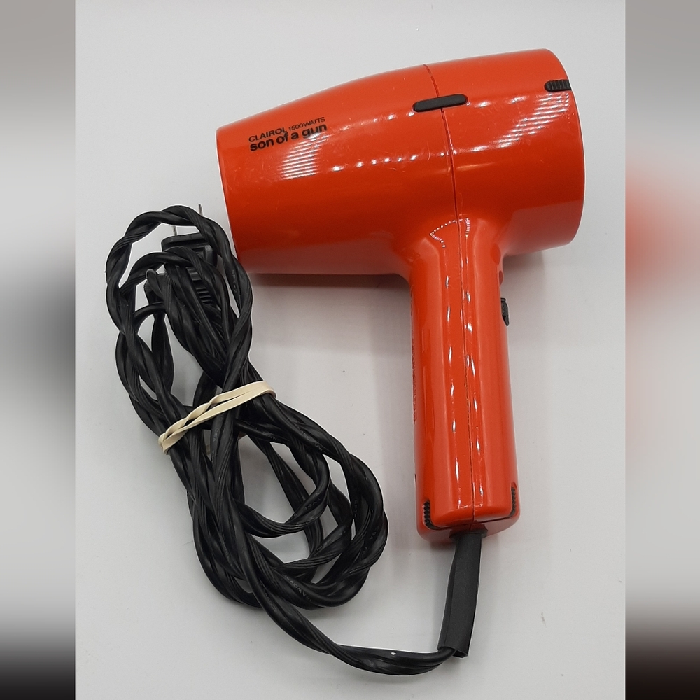 Rare Vintage Orange Clairol Son of a Gun Blow Dryer Model TD-3C Working
